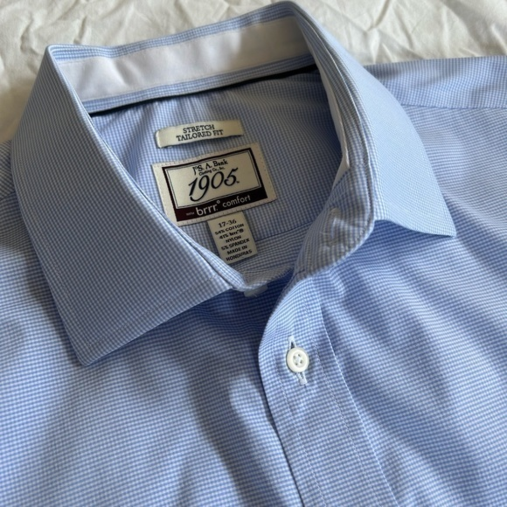 Men’s Jo’s. A Bank 1905 Blue Stretch Tailored‎ Fit Shirt 17 - 36